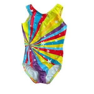 Dancina Girls Gymnastics Dance Stars and Stripes Sparkle Leotard Size US 6